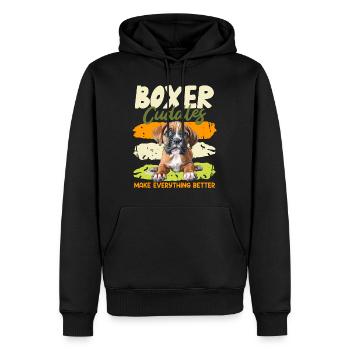 Boxer allemand MIEUX SE CÂLINER AVEC UN BOXER - Sweat à capuche Premium bio Homme - noir - Devant - Nico (187cm)
