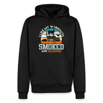 MY WORKOUT CONSISTS OF GRILLING - Men’s Premium Organic Hoodie - black - Front - Nico (187cm)