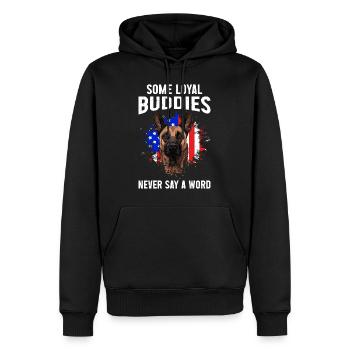 Malinois SOME LOYAL BUDDIES NEVER SAY A WORD - Männer Premium Bio Hoodie - Schwarz - Vorne - Nico (187cm)