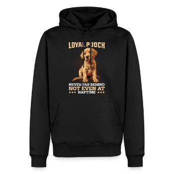 Labrador Loyal Pooch Never Far Funny Labrador - Men’s Premium Organic Hoodie - black - Front - Nico (187cm)