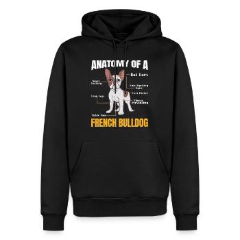 Bouledogue français drôle ANATOMIE D’UN FRANÇAIS - Sweat à capuche Premium bio Homme - noir - Devant - Nico (187cm)