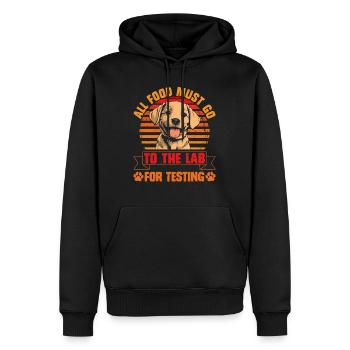 Chien Labrador TOUS LES ALIMENTS DOIVENT ÊTRE TESTÉS EN LABORATOIRE - Sweat à capuche Premium bio Homme - noir - Devant - Nico (187cm)
