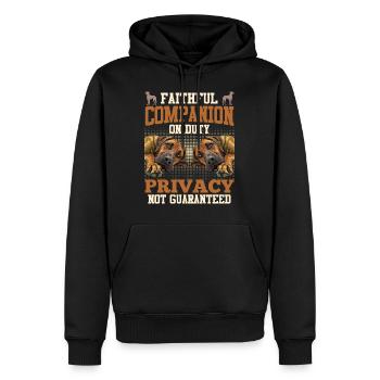 Rhodesian Ridgeback FAITHFUL COMPANION ON DUTY - Männer Premium Bio Hoodie - Schwarz - Vorne - Nico (187cm)