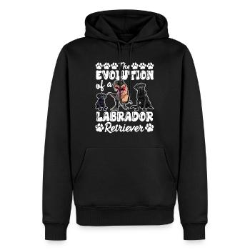 Hundebesitzer DIE EVOLUTION EINES LABRADOR - Männer Premium Bio Hoodie - Schwarz - Vorne - Nico (187cm)