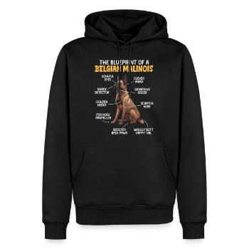 Belgischer Schäferhund BLUEPRINT OF A BEGLIAN - Männer Premium Bio Hoodie - Schwarz - Vorne - Nico (187cm)