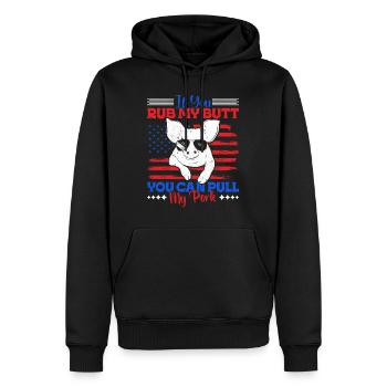 Grilling IF YOU RUB MY BUTT YOU CAN PULL MY PORK - Men’s Premium Organic Hoodie - black - Front - Nico (187cm)