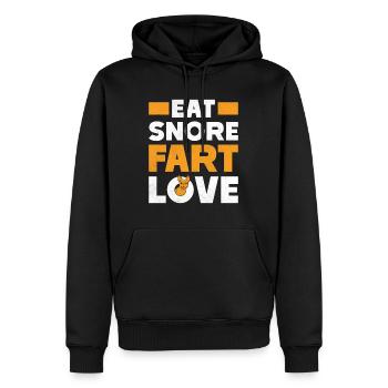 Bouledogue français MANGER RONFLEMENT PET AMOUR - Sweat à capuche Premium bio Homme - noir - Devant - Nico (187cm)