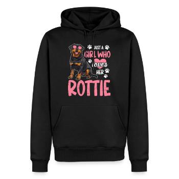 Rottie JUSTE UNE FILLE QUI AIME ROTTWEILER propriétaire - Sweat à capuche Premium bio Homme - noir - Devant - Nico (187cm)