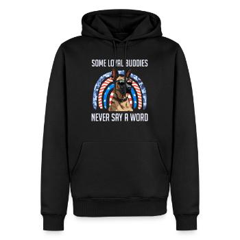 Malinois MANCHE TREUE FREUNDE BRAUCHEN KEINE WORTE - Männer Premium Bio Hoodie - Schwarz - Vorne - Nico (187cm)