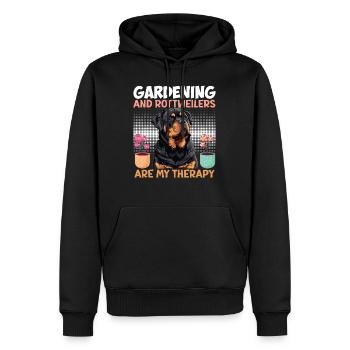 GARTENARBEIT UND ROTTWEILER SIND THERAPIE Rottie - Männer Premium Bio Hoodie - Schwarz - Vorne - Nico (187cm)