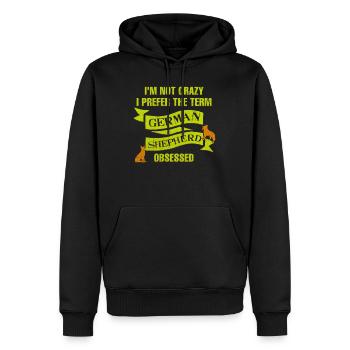 Berger allemand JE NE SUIS PAS FOU ALLEMAND - Sweat à capuche Premium bio Homme - noir - Devant - Nico (187cm)