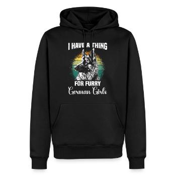 Les bergers allemands ont un faible pour les allemands à fourrure - Sweat à capuche Premium bio Homme - noir - Devant - Nico (187cm)