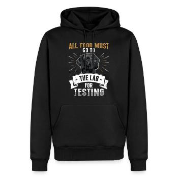 Labrador Tous les aliments doivent être envoyés au laboratoire pour être analysés - Sweat à capuche Premium bio Homme - noir - Devant - Nico (187cm)