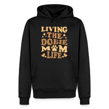 Doberman Femmes VIVRE LA VIE DE MAMAN DOBIE - Sweat à capuche Premium bio Homme - noir - Devant - Nico (187cm)