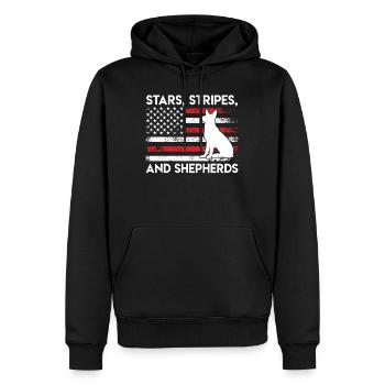 Amerika STARS STRIPES AND SHEPHERDS Deutscher - Männer Premium Bio Hoodie - Schwarz - Vorne - Nico (187cm)