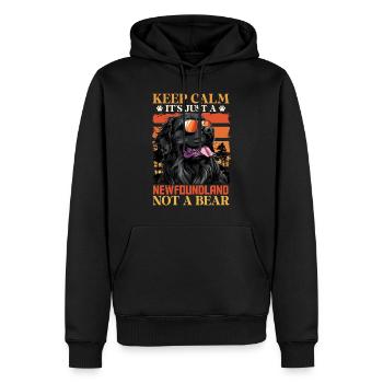Neufundländer KEEP CALM IT'S JUST A NEWFOUNDLAND - Männer Premium Bio Hoodie - Schwarz - Vorne - Nico (187cm)