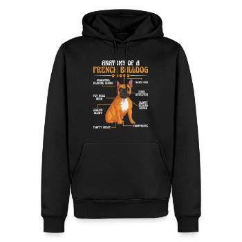 Französische Bulldogge ANATOMIE D’UN BOULEDOGUE FRANÇAIS - Sweat à capuche Premium bio Homme - noir - Devant - Nico (187cm)