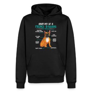 Französische Bulldogge ANATOMIE D’UN BOULEDOGUE FRANÇAIS - Sweat à capuche Premium bio Homme - noir - Devant - Nico (187cm)