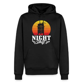 Grillparty NIGHT SHIFT Fleischliebhaber Lustiges - Männer Premium Bio Hoodie - Schwarz - Vorne - Nico (187cm)