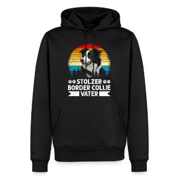 Border Collie FIER PÈRE BORDER COLLIE - Sweat à capuche Premium bio Homme - noir - Devant - Nico (187cm)