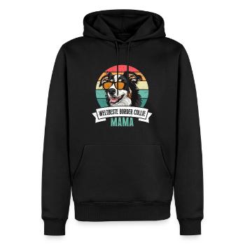 Hundemama BESTE BORDER COLLIE MAMA Vintage - Männer Premium Bio Hoodie - Schwarz - Vorne - Nico (187cm)