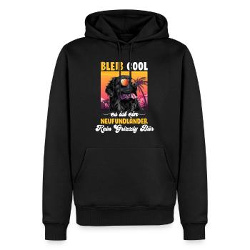 Newfie BLEIB COOL KEIN GRIZZLY BÄR NUR EIN - Männer Premium Bio Hoodie - Schwarz - Vorne - Nico (187cm)
