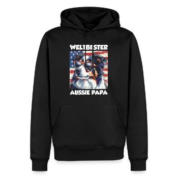 Australian Shepherd WORLD'S BEST AUSSIE DAD - Men’s Premium Organic Hoodie - black - Front - Nico (187cm)
