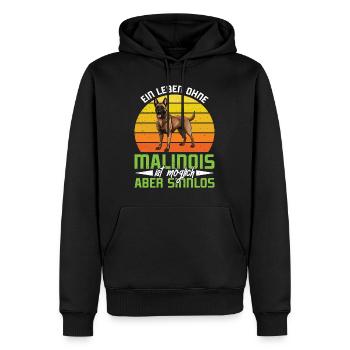 Hundebesitzer EIN LEBEN OHNE MALINOIS IST SINNLOS - Männer Premium Bio Hoodie - Schwarz - Vorne - Nico (187cm)