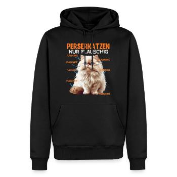 CHATS PERSANS UNIQUEMENT CHAT PERSAN MOELLEUX - Sweat à capuche Premium bio Homme - noir - Devant - Nico (187cm)