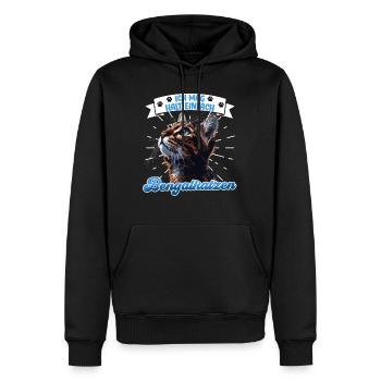 Le propriétaire du chat AIME JUSTE LES CHATS BENGAL - Sweat à capuche Premium bio Homme - noir - Devant - Nico (187cm)