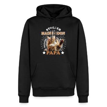 Katzenpapa MAINE COON STOLZER MAINE COON - Männer Premium Bio Hoodie - Schwarz - Vorne - Nico (187cm)