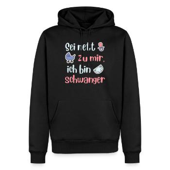 Future maman SOIS GENTILLE AVEC MOI JE SUIS ENCEINTE - Sweat à capuche Premium bio Homme - noir - Devant - Nico (187cm)