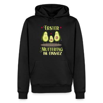 Maman PREMIÈRE FÊTE DES MÈRES EN ACTION Advocado - Sweat à capuche Premium bio Homme - noir - Devant - Nico (187cm)