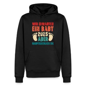 Bald Papa WIR ERWARTEN EIN BABY EIGENTLICH SIE - Männer Premium Bio Hoodie - Schwarz - Vorne - Nico (187cm)