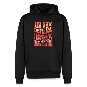Pour ma défense, j’écoute du Heavy Metal - Sweat à capuche Premium bio Homme - noir - Devant - Nico (187cm)