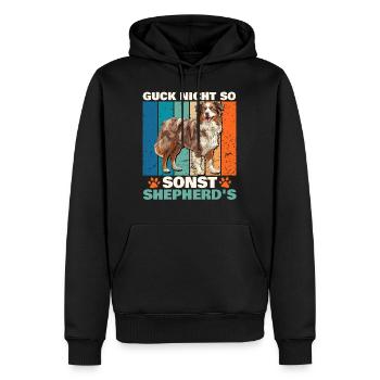 Aussie GUCK NICHT SO SONST SHEPHERDS Lustiges - Männer Premium Bio Hoodie - Schwarz - Vorne - Nico (187cm)