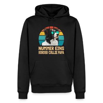 Border Collie PAPA BORDER COLLIE NUMÉRO UN - Sweat à capuche Premium bio Homme - noir - Devant - Nico (187cm)