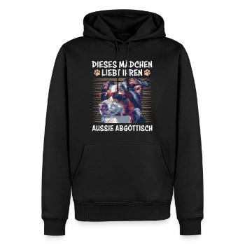 Berger australien CETTE FILLE L’AIME - Sweat à capuche Premium bio Homme - noir - Devant - Nico (187cm)