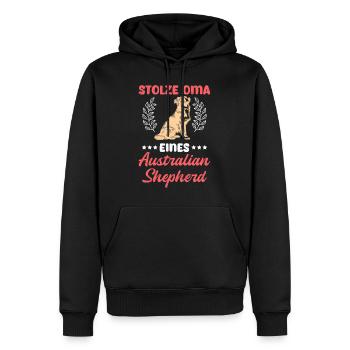 Hundeoma STOLZE OMA EINES AUSTRALIAN SHEPHERD - Männer Premium Bio Hoodie - Schwarz - Vorne - Nico (187cm)