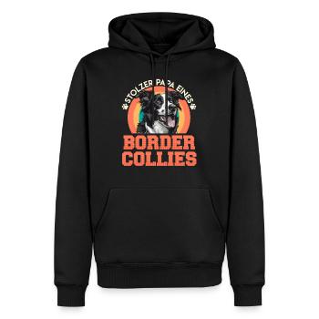 Border Collie FIER PAPA D’UN BORDER COLLIE - Sweat à capuche Premium bio Homme - noir - Devant - Nico (187cm)