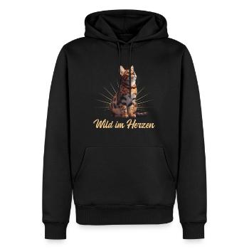 Chats du Bengale SAUVAGE DANS LE CŒUR Chats du Bengale - Sweat à capuche Premium bio Homme - noir - Devant - Nico (187cm)
