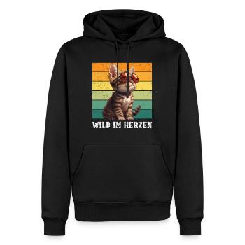 Chats du Bengale SAUVAGE DANS LE CŒUR Chats du Bengale - Sweat à capuche Premium bio Homme - noir - Devant - Nico (187cm)