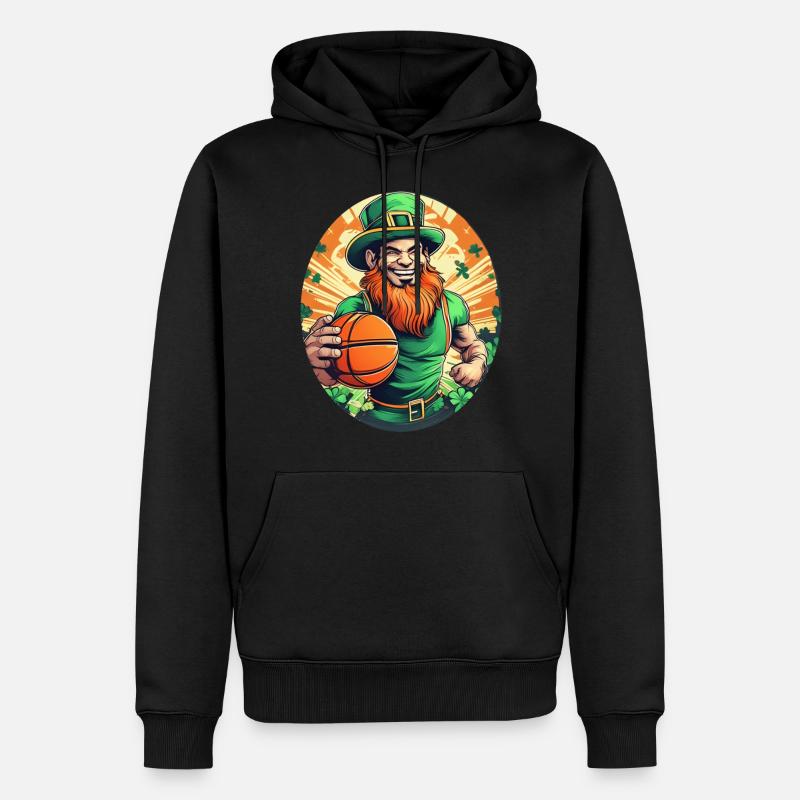 Basket-ball Trèfle de la Saint-Patrick - Sweat à capuche Premium bio Homme - noir