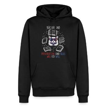 LES LIVRES ET LES CHATS PERSANS SONT TOUT CE QUE JE VEUX - Sweat à capuche Premium bio Homme - noir - Devant - Nico (187cm)