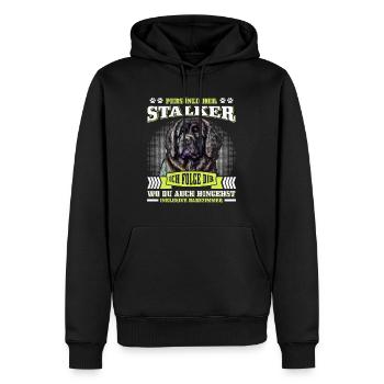 Newfie PERSONAL STALKER Funny Newfoundland - Men’s Premium Organic Hoodie - black - Front - Nico (187cm)