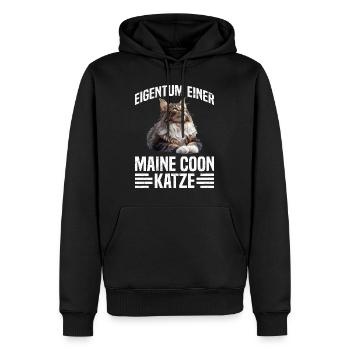 Maine Coon PROPRIÉTÉ D’UN CHAT MAINE COON - Sweat à capuche Premium bio Homme - noir - Devant - Nico (187cm)