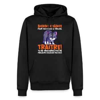 Départ Collègue Nouvel Emploi idée Cadeau Travail - Sweat à capuche Premium bio Homme - noir - Devant - Nico (187cm)