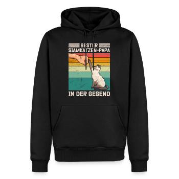 Siamkatze BESTER SIAMKATZEN PAPA IN DER GEGEND - Männer Premium Bio Hoodie - Schwarz - Vorne - Nico (187cm)