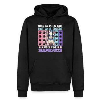 Siamkatzen WER NARBEN HAT HAT EINE SIAMKATZE - Männer Premium Bio Hoodie - Schwarz - Vorne - Nico (187cm)