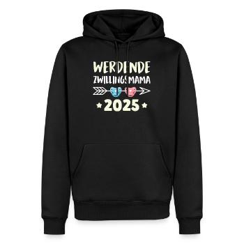 FUTURE MAMAN JUMELLE 2025 Gémeaux Enceinte - Sweat à capuche Premium bio Homme - noir - Devant - Nico (187cm)